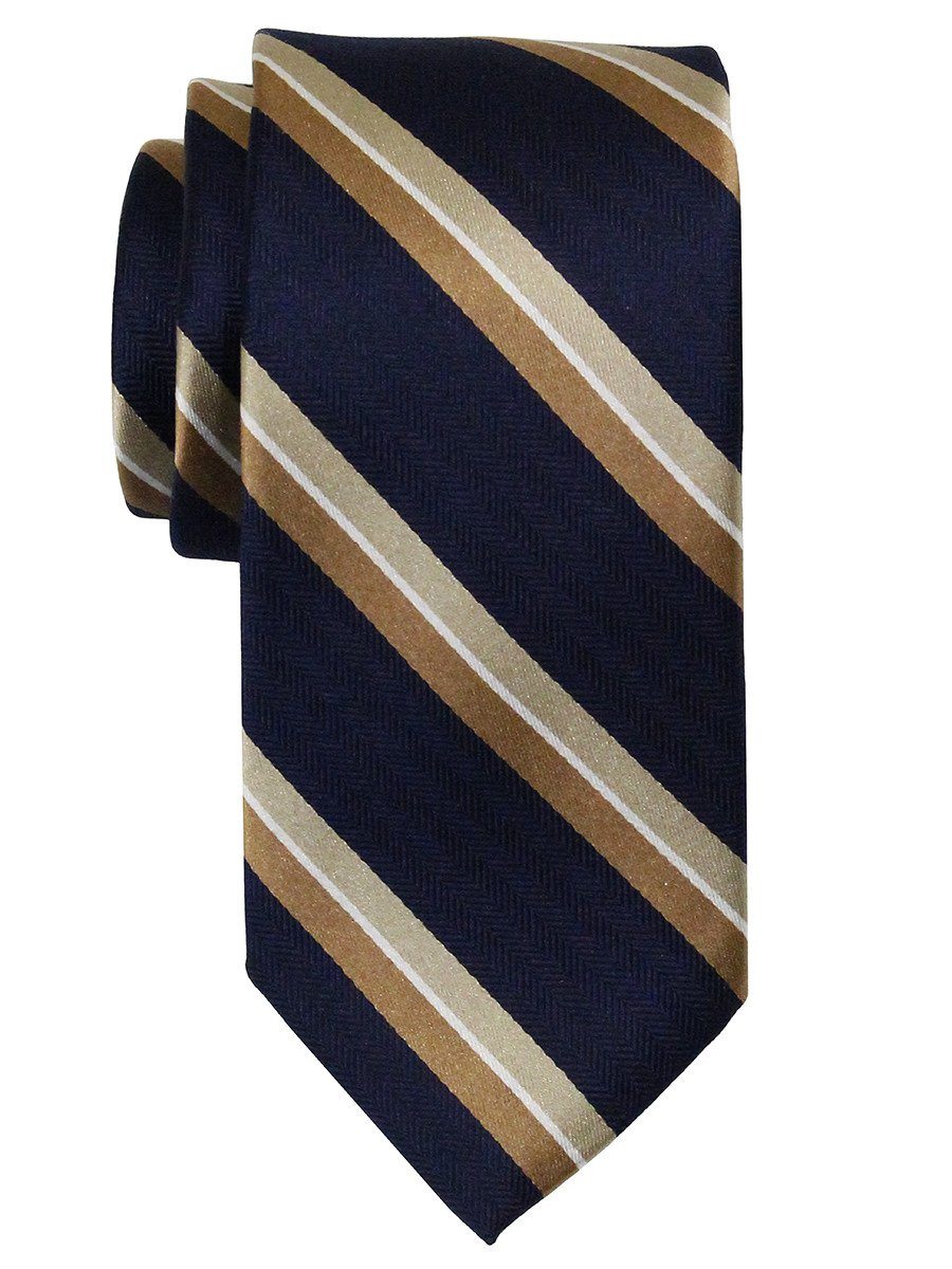 Heritage House 22389 100% Woven Silk Boy's Tie - Stripe - Navy/Khaki Boys Tie Heritage House 