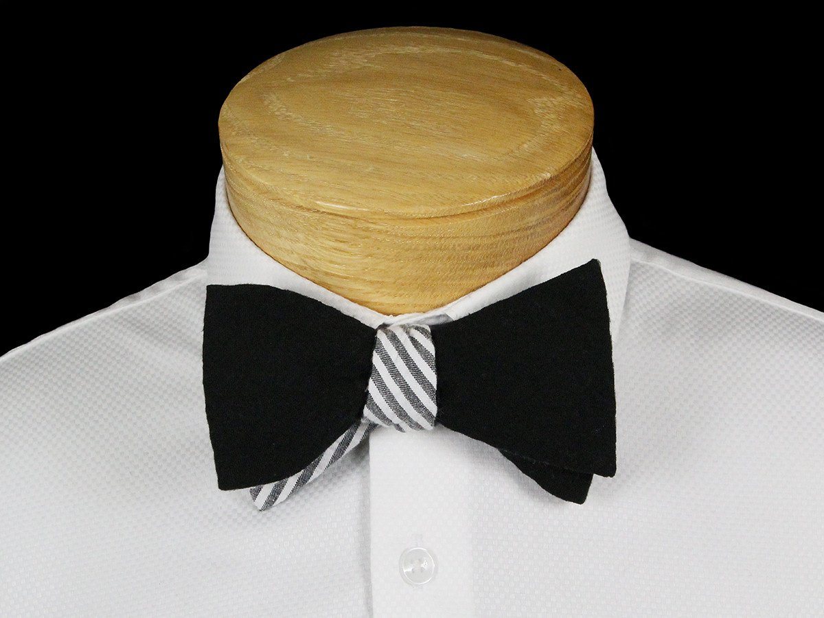 Boy's Bow Tie 22529 Black/Grey/White Stripe Boys Bow Tie Scotty Z