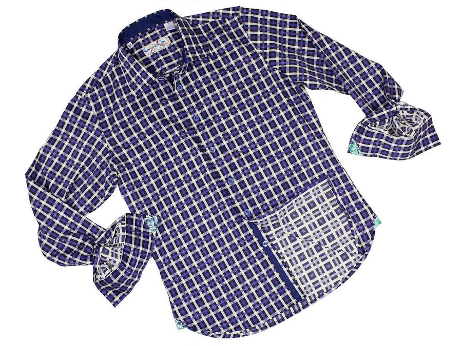 Brandolini Boy's Sport Shirt 22846 Purple Plaid Boys Sport Shirt Brandolini 