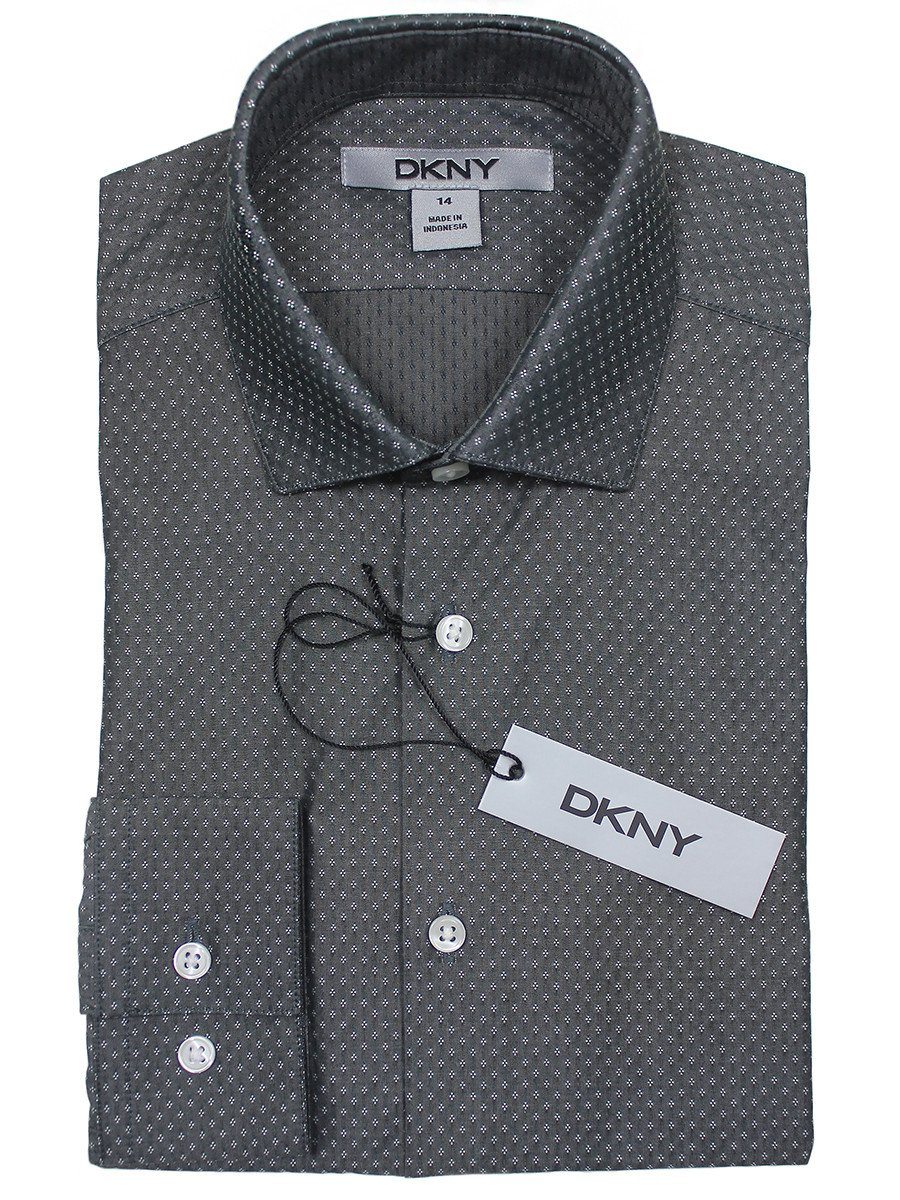 DKNY 22911 100% Cotton Boy's Dress Shirt - Solid Broadcloth - Gray DKNY 22911 100% Cotton Boy's Dress Shirt - Solid Broadcloth - Gray