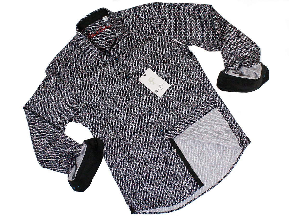 Boy's Sport Shirt 22932 Black Print Dots Boys Sport Shirt Robert Graham