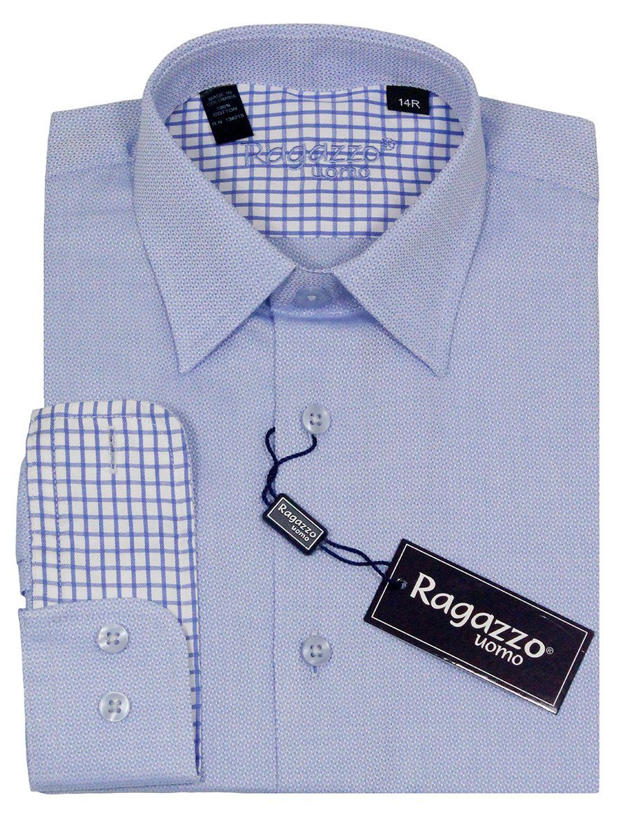 Ragazzo 23220 100% Cotton Boy's Dress Shirt - Weave - Blue Boys Dress Shirt Ragazzo 