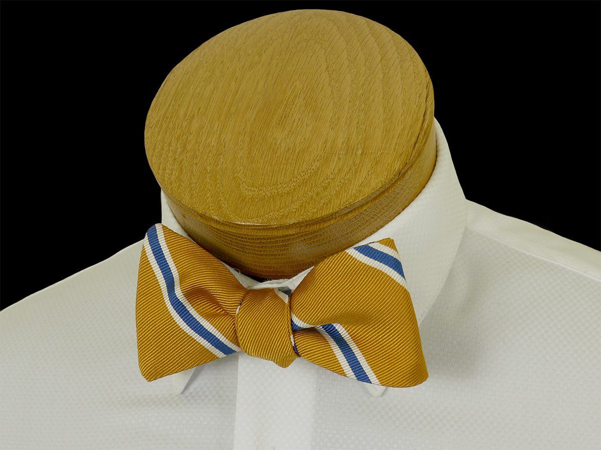 Boy's Bow Tie 23569 Gold/Blue Stripe Boys Bow Tie High Cotton