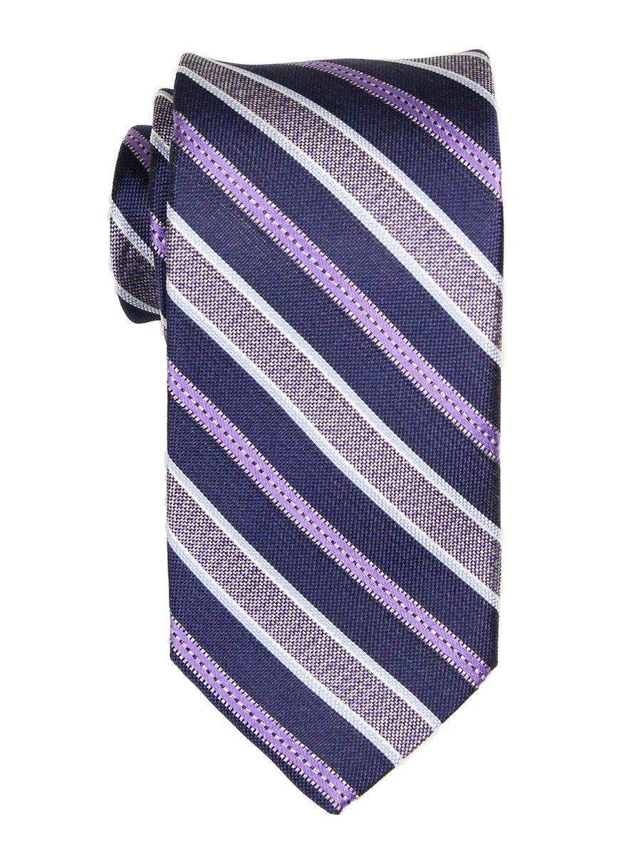 Heritage House 23773 100% Woven Silk Boy's Tie - Stripe - Navy/Purple Boys Tie Heritage House