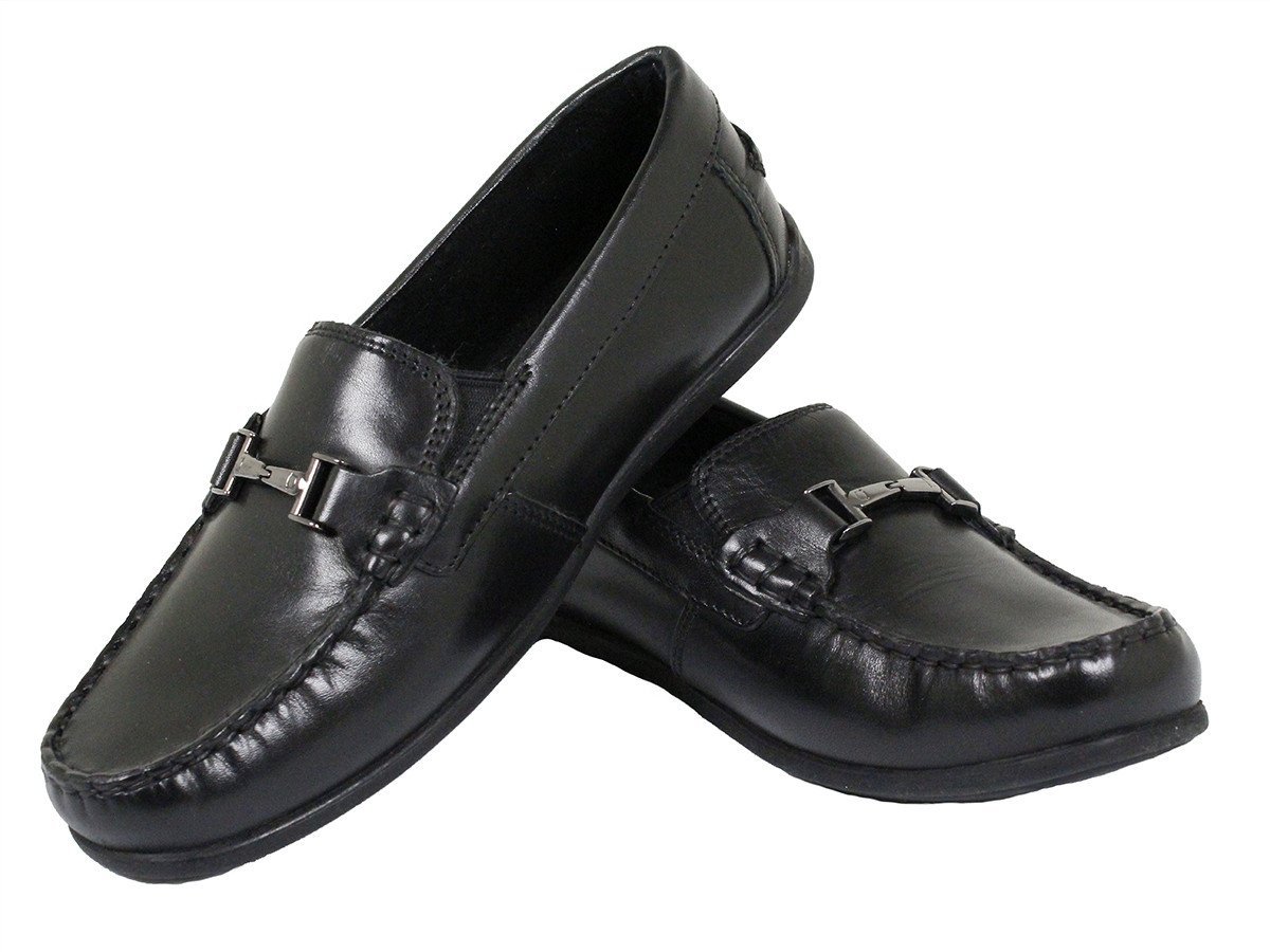 Florsheim 23863 Leather Boy's Shoe - Driving Bit Loafer - Black Boys Shoes Florsheim