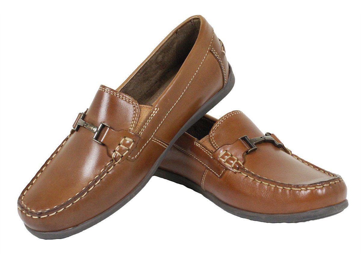 Florsheim 23876 Leather Boy's Shoe - Driving Bit Loafer - Saddle Tan Boys Shoes Florsheim