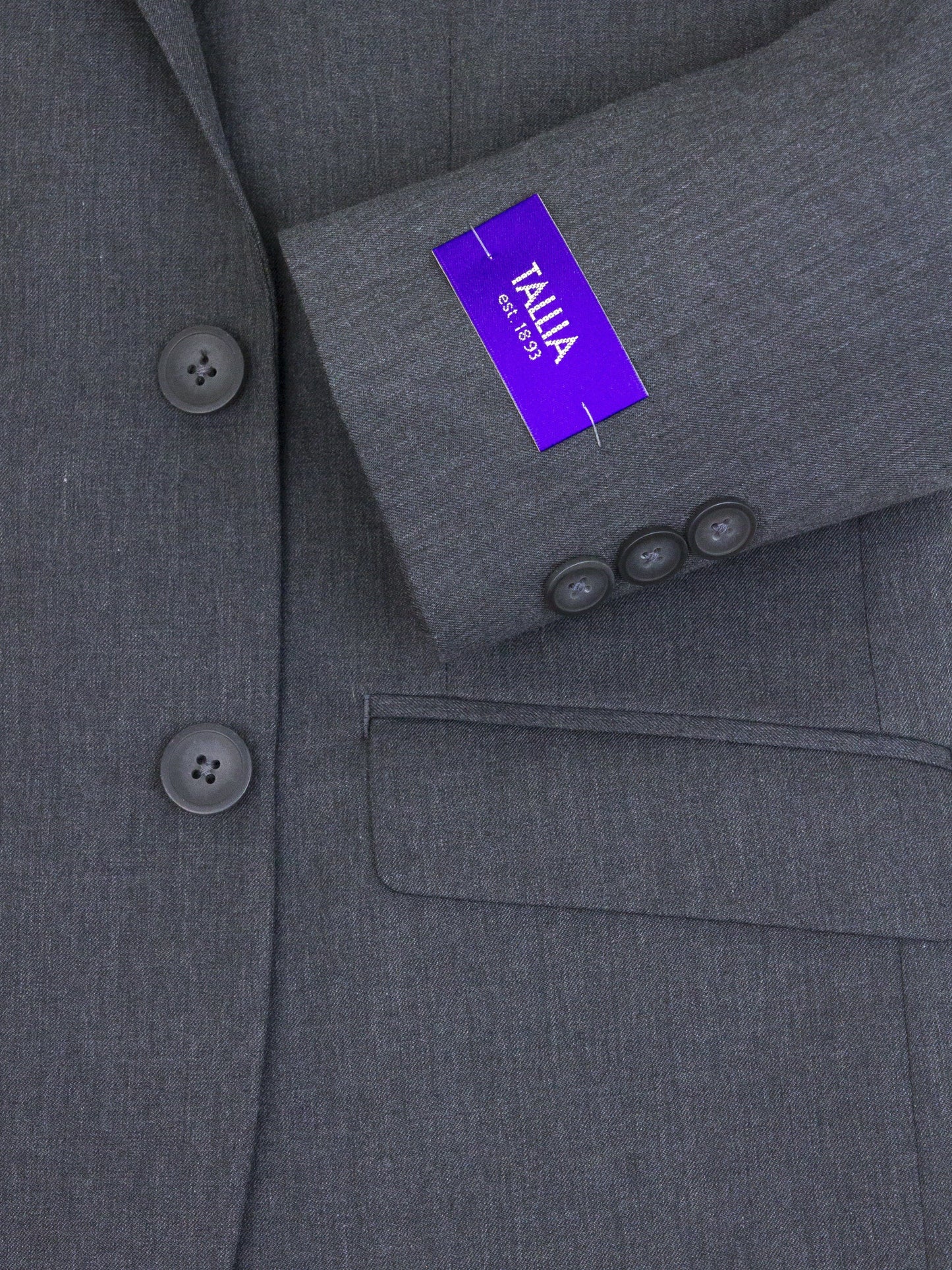 Tallia 24121 Skinny Fit Boy's Suit- Medium Grey-Solid Gabardine Boys Suit Tallia