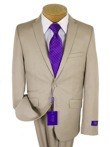 Image of Tallia Purple 24325 76% Polyester/24% Rayon Skinny Fit Boy's Suit - Poplin - Tan Boys Suit Tallia 
