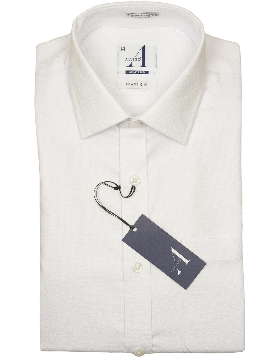 Boys Dress Shirts by Alviso in White - Waffle Weave - Wrinkle Free Boys Dress Shirts by Alviso in White - Waffle Weave - Wrinkle Free