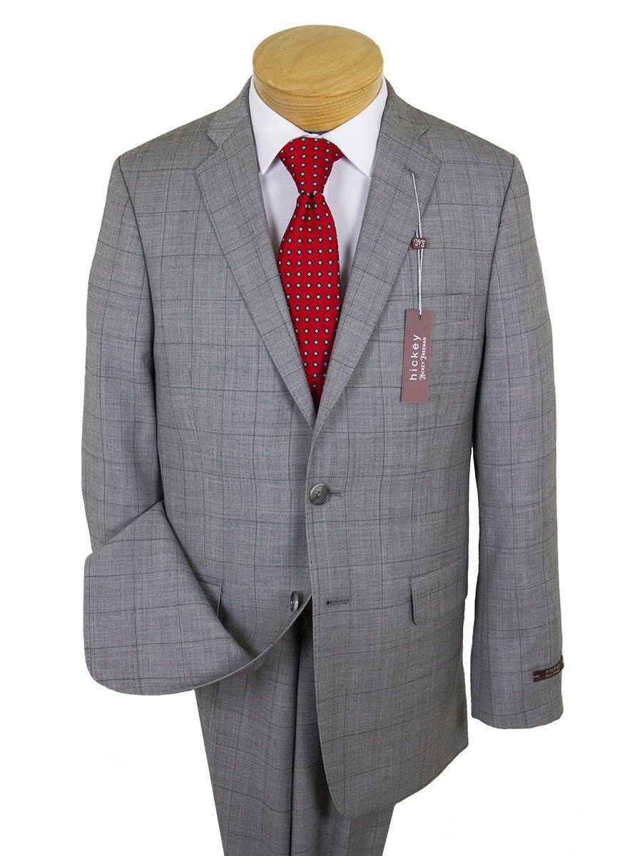 Hickey 24632 100% Wool Boy's Suit - Plaid - Gray Boys Suit Hickey Freeman 