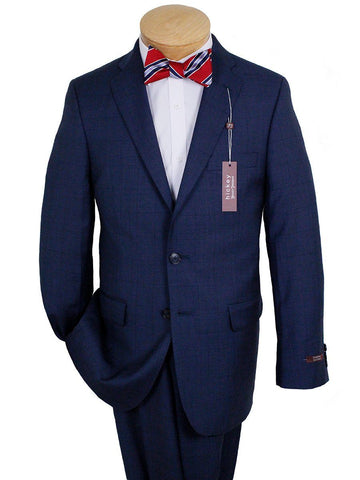 Image of Hickey 24641 100% Wool Boy's Suit - Plaid - Blue Boys Suit Hickey Freeman 
