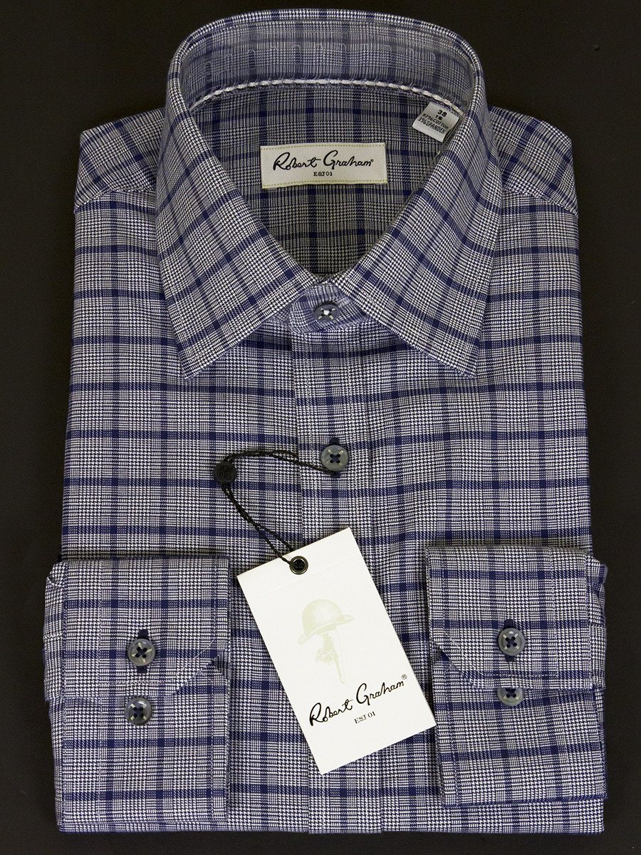 Robert Graham 25019 Men's Navy Plaid Mens L/S Woven Robert Graham