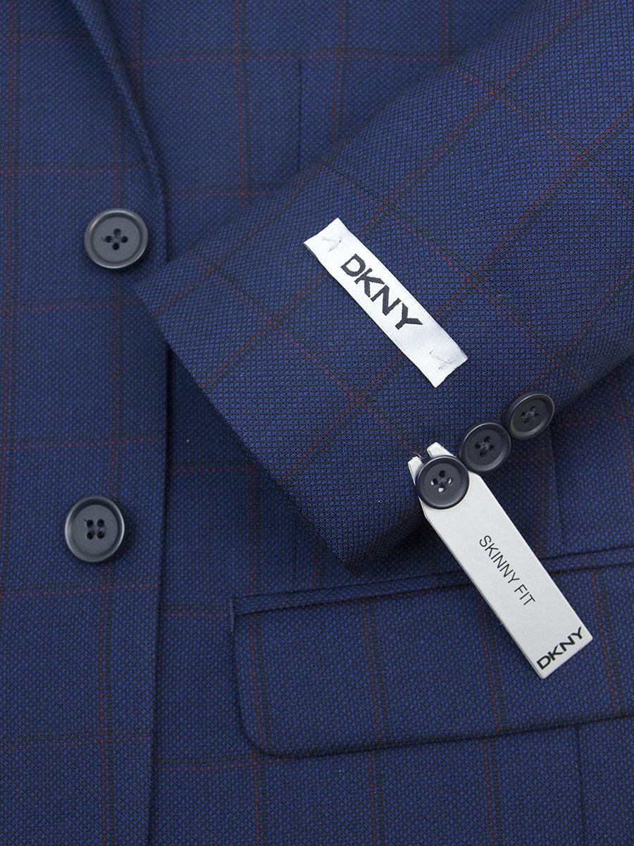 DKNY 25362 Skinny Fit Boy's Suit-Blue-Windowpane Boys Suit DKNY