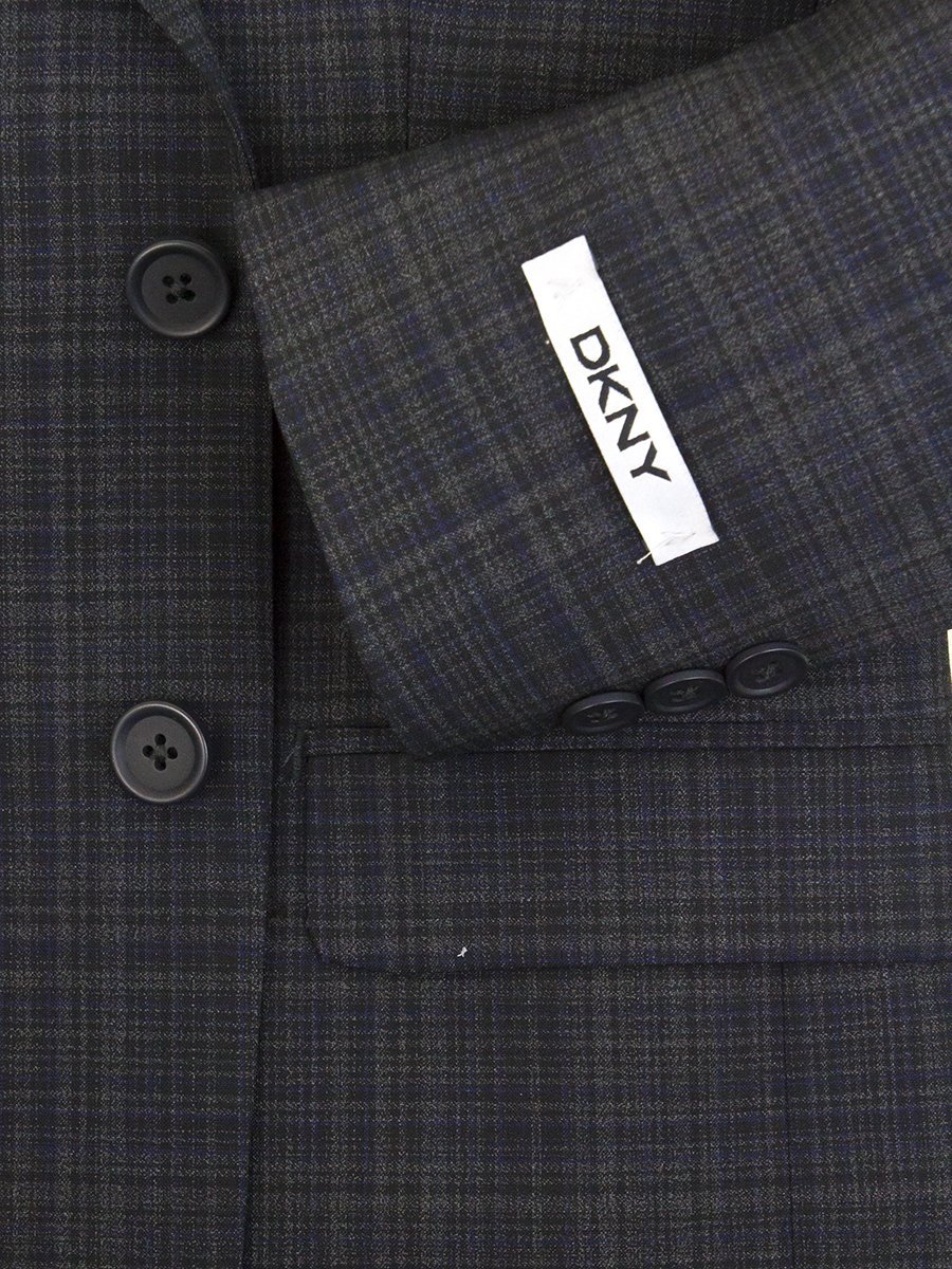 DKNY 25369 96% Wool/4% Lycra Boy's Sport Coat - Plaid - Blue/Black Boys Sport Coat DKNY