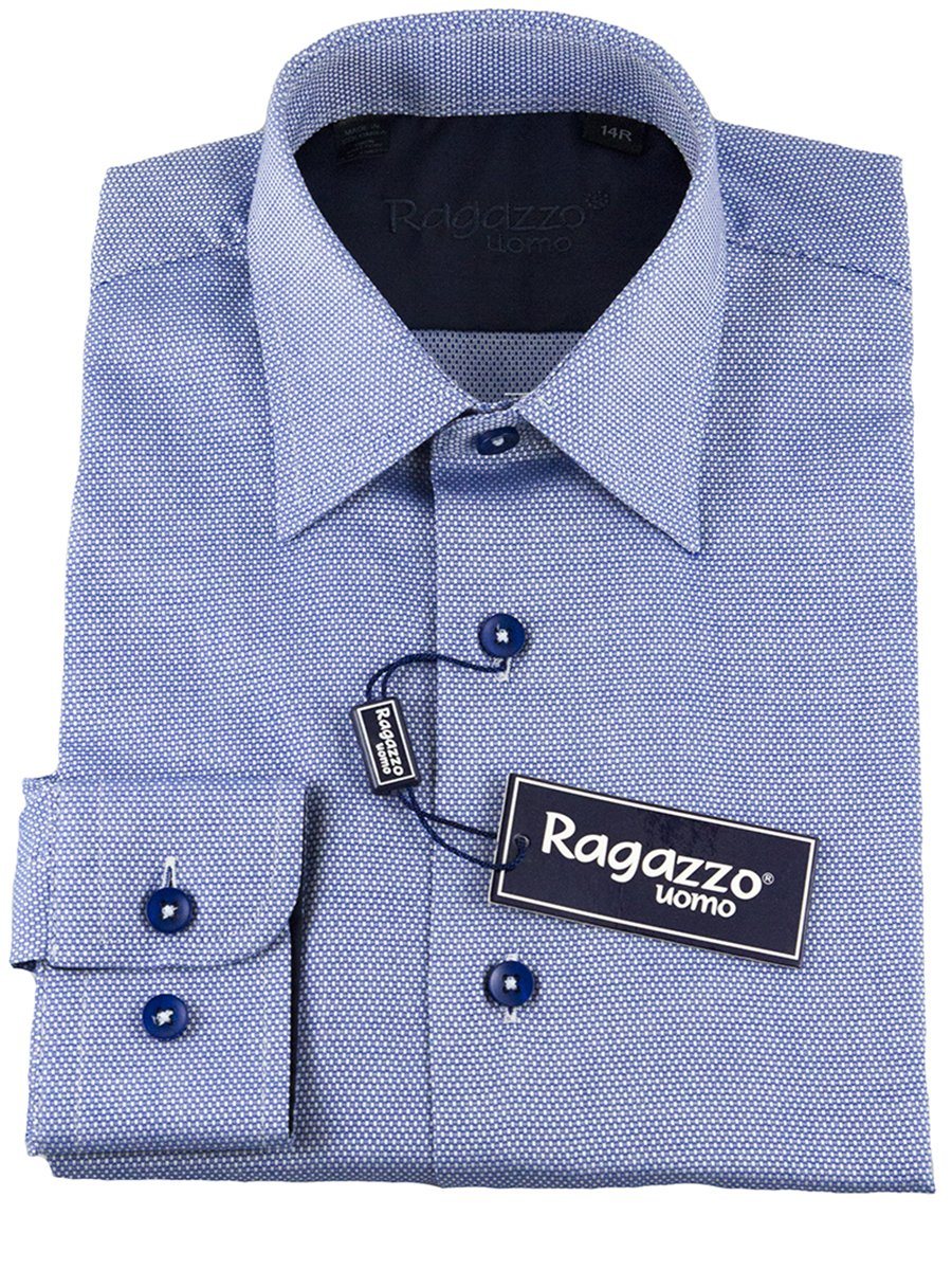 Ragazzo 25471 100% Cotton Boy's Dress Shirt - Pique - Dark Blue Boys Dress Shirt Ragazzo
