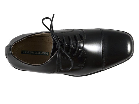 Image of Florsheim 25586 Lace-Up Boy's Shoe - Cap Toe- Oxford- Black Boys Shoes Florsheim 