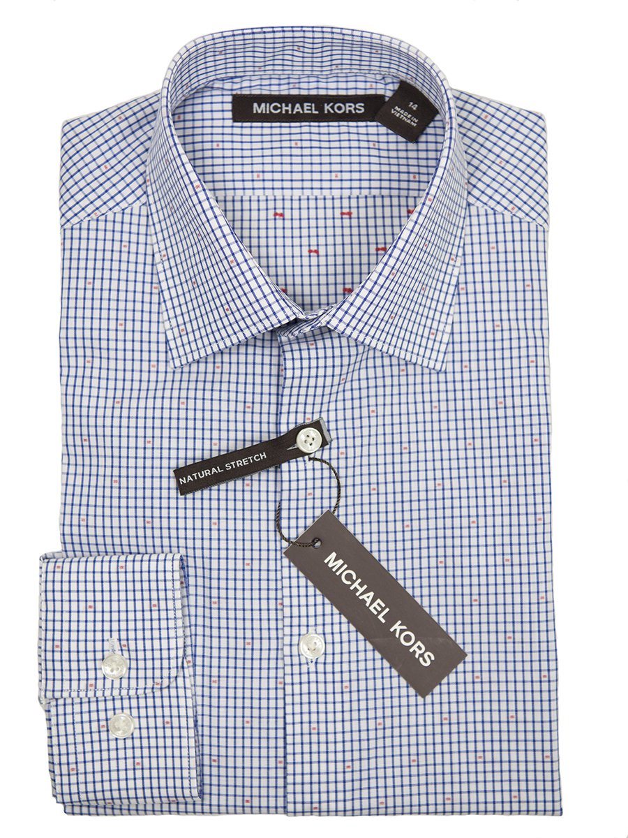 Michael Kors Boy's Dress Shirt 26173 Blue/White Check Boys Dress Shirt Michael Kors