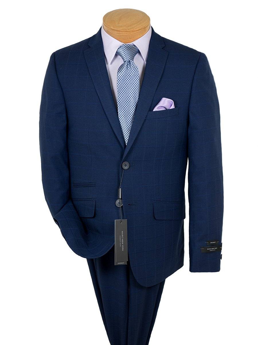 Andrew Marc 26224 Boy's Skinny Fit Suit - Plaid - Blue Boys Suit Andrew Marc 