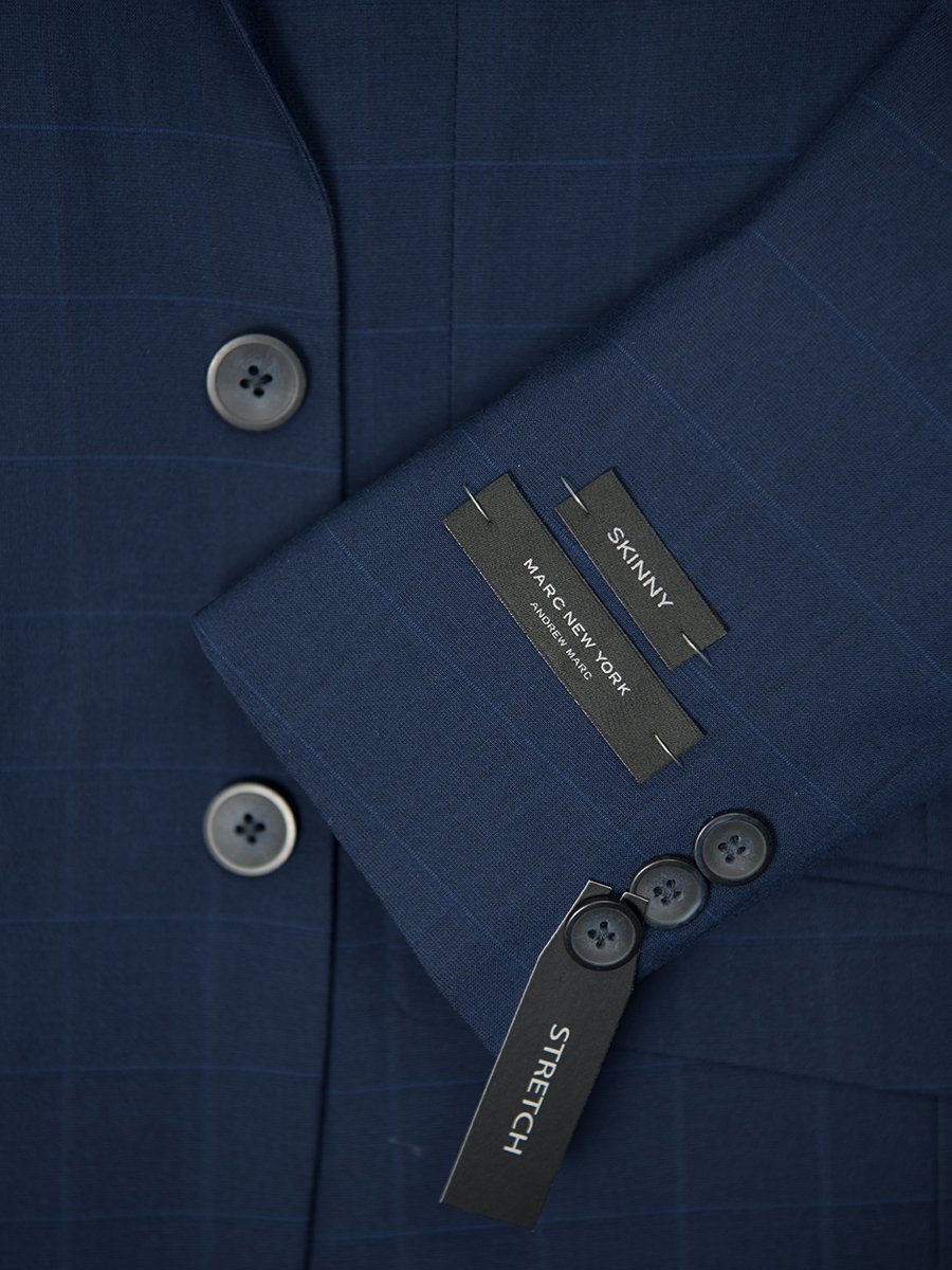 Andrew Marc 26224 Boy's Skinny Fit Suit - Plaid - Blue Boys Suit Andrew Marc