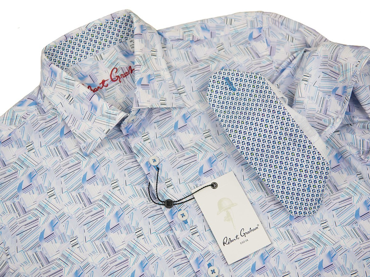 Robert Graham 26553 Blue/Lilac Geo Print Boys L/S Woven Robert Graham