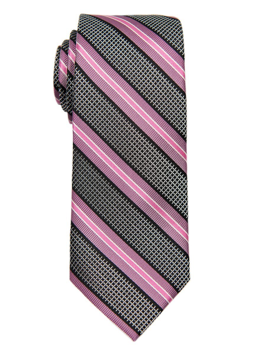 Heritage House 26604 100% Silk Boy's Tie - Stripe -Grey/Pink Boys Tie Heritage House