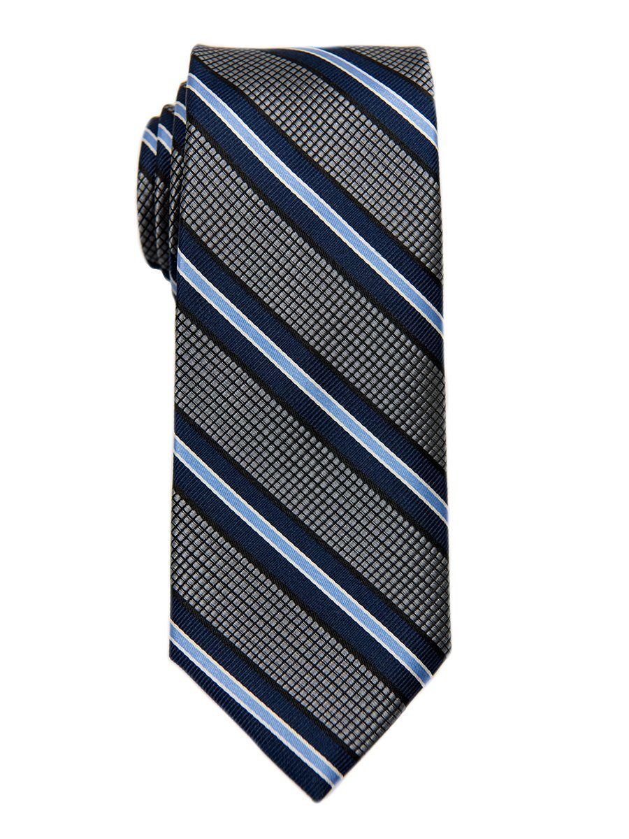 Heritage House 26606 100% Silk Boy's Tie - Stripe -Grey/Navy Boys Tie Heritage House