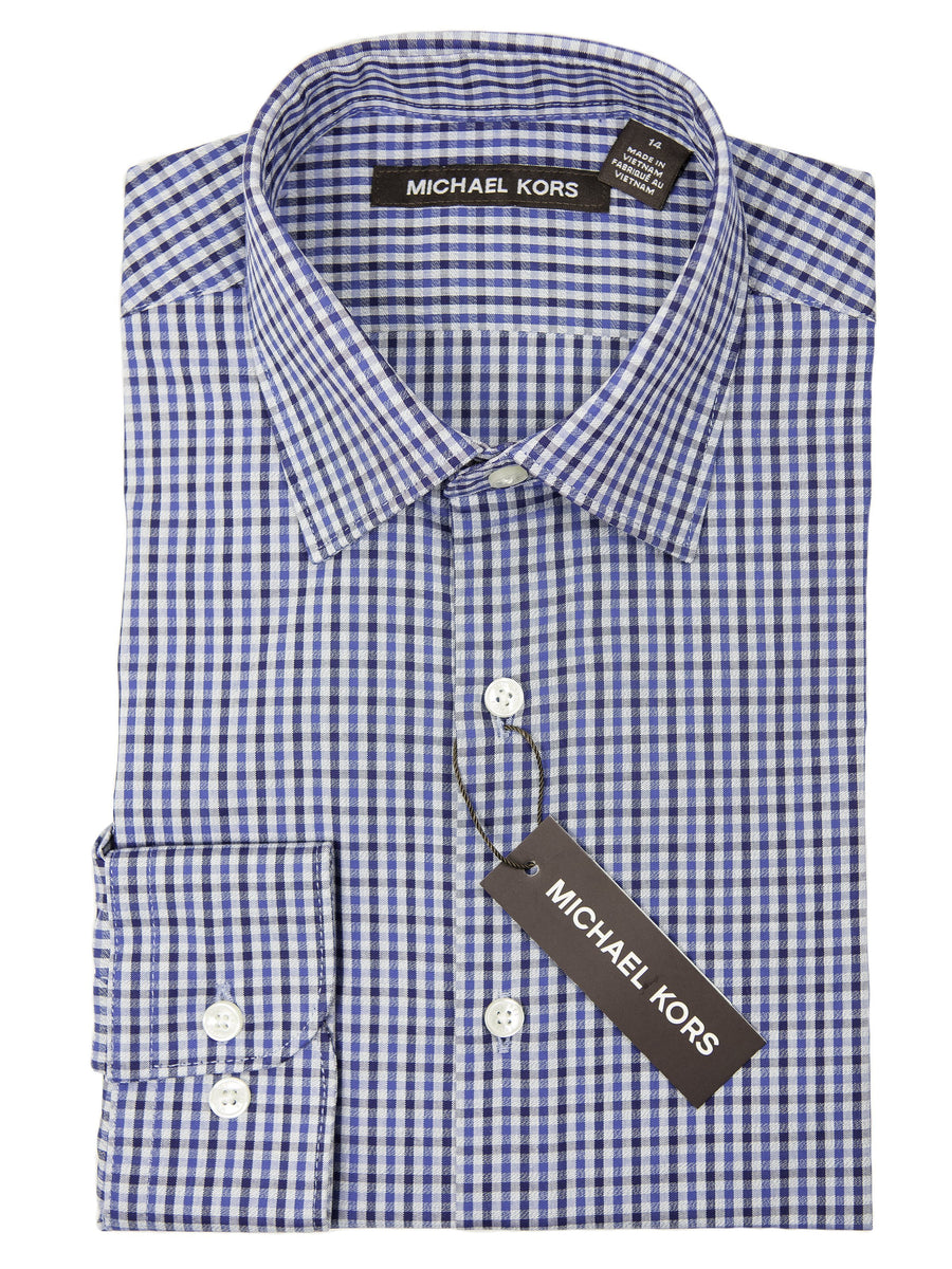 Michael Kors Boy's Dress Shirt 26880 Blue Check Boys Dress Shirt Michael Kors 