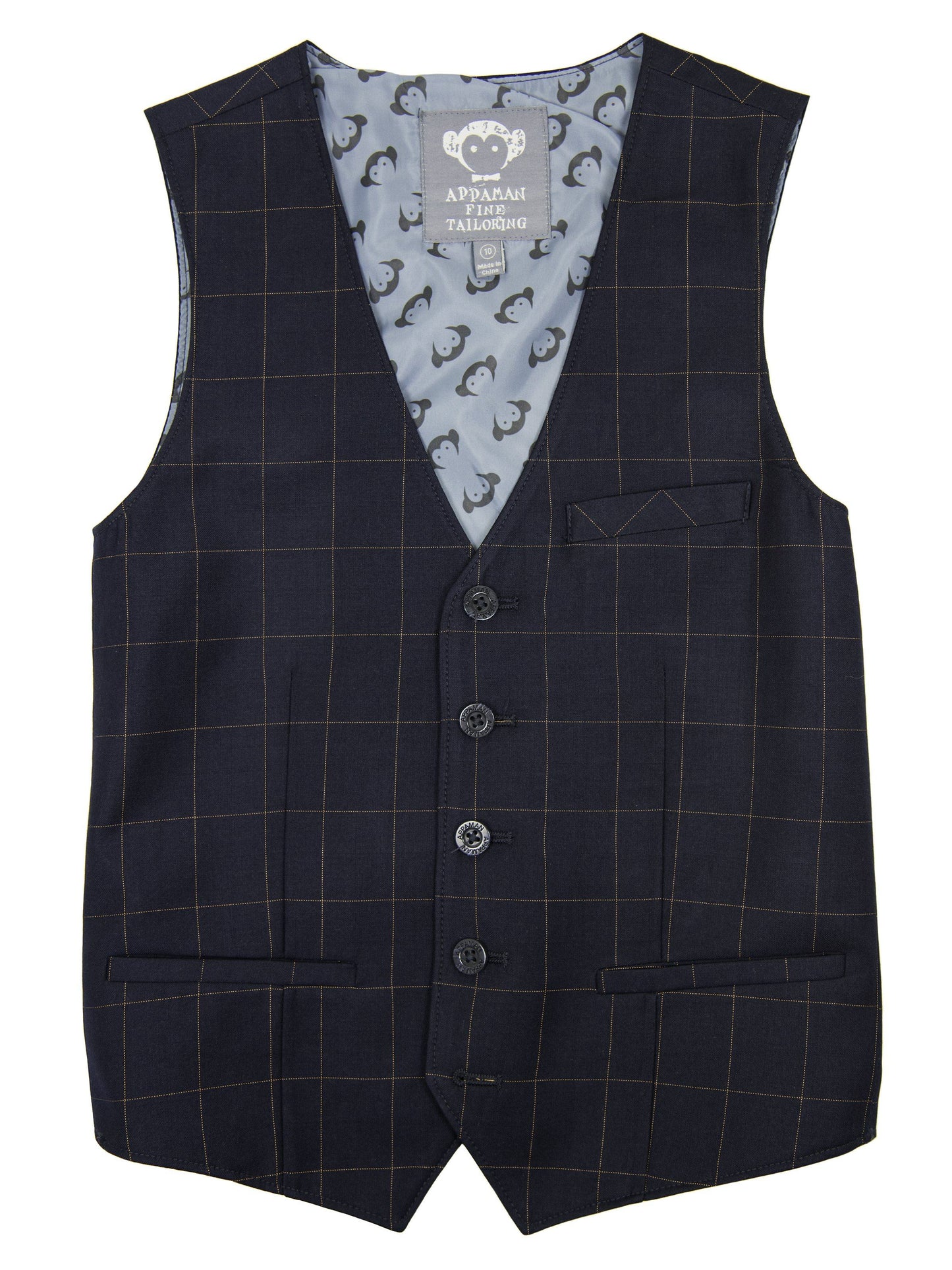 Appaman 27020V Navy Windowpane Vest Boys Vest Appaman