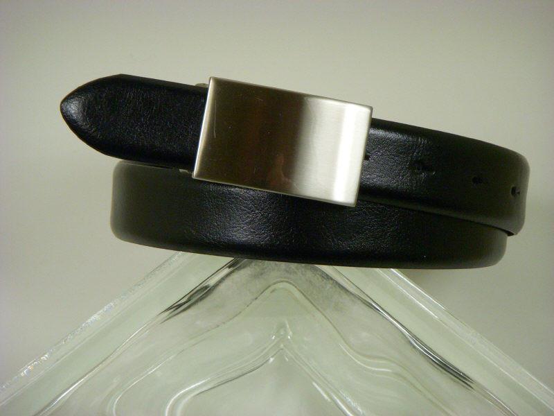 Paul Lawrence 2738 100% leather Boy's Belt - Grain leather - Black, Silver Slide Through Buckle