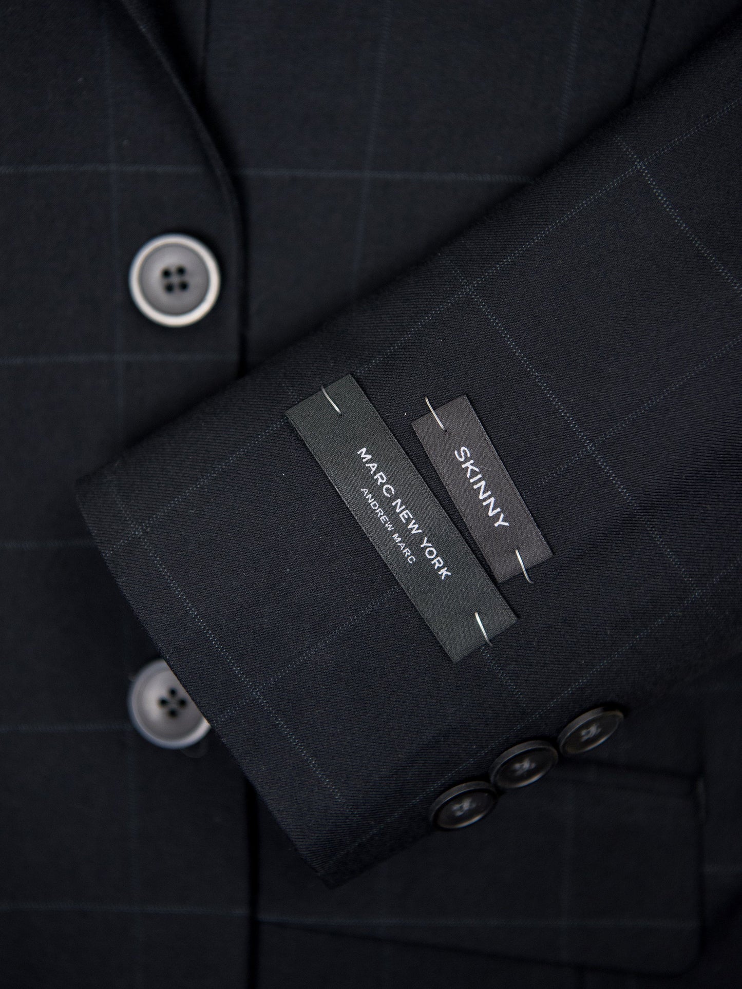 Andrew Marc 27435 Skinny Fit Boy's Suit- Black-Windowpane Boys Suit A/Marc