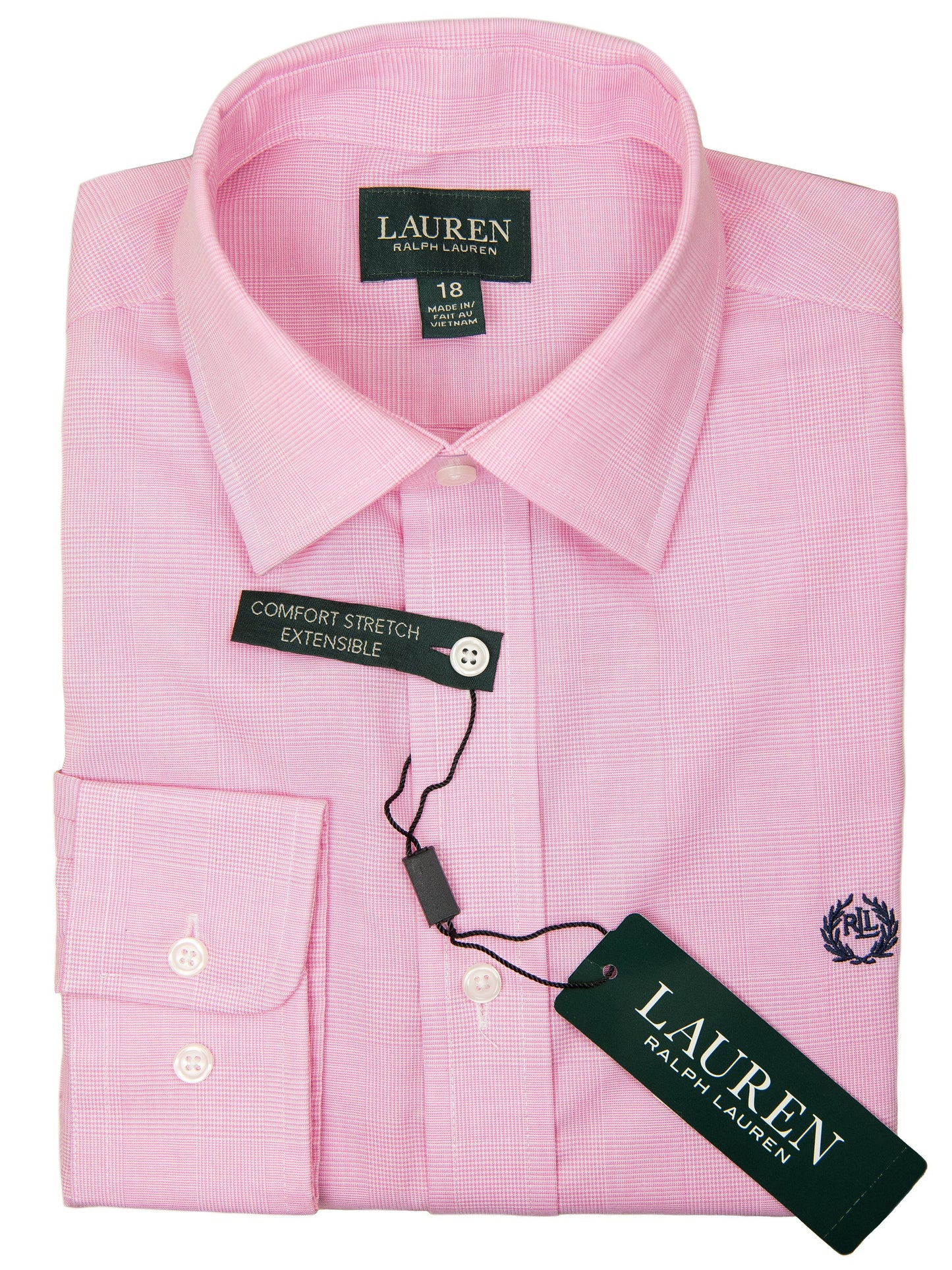 Lauren Ralph Lauren 27948 Boy's Dress Shirt-Pink-Tonal Plaid Boys Dress Shirt Lauren