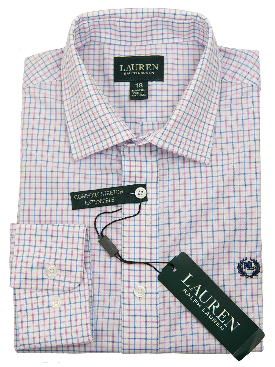 Lauren Ralph Lauren 27955 Boy's Dress Shirt-Blue/Pink-Plaid Boys Dress Shirt Lauren 