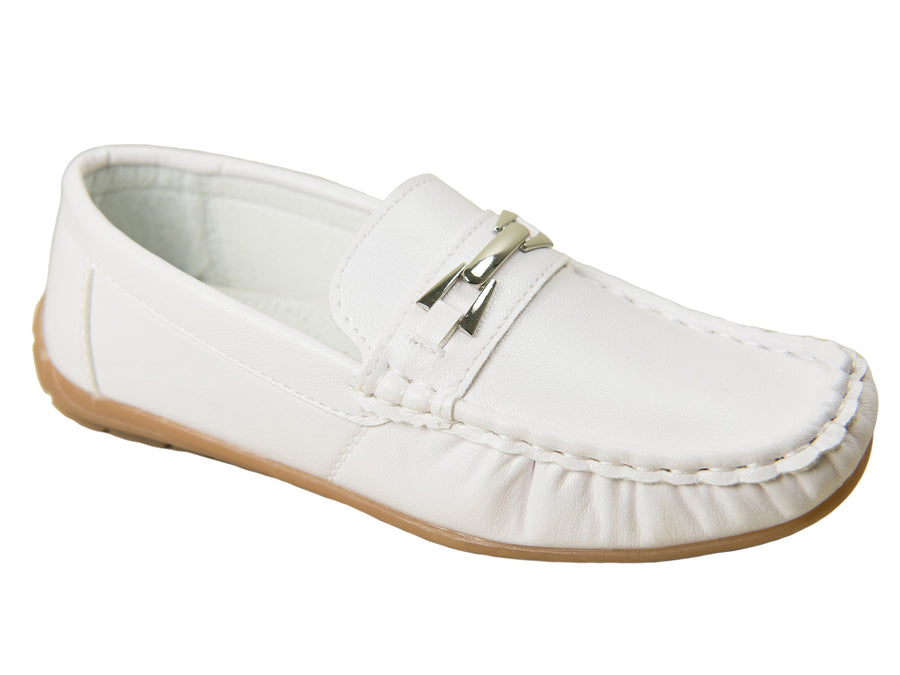 Josmo 28007 Boy's Shoe - Driving Bit Loafer - White Boys Shoes Josmo 