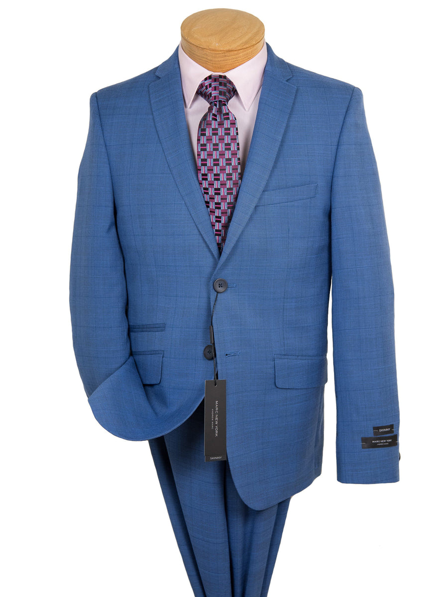 Andrew Marc 28338 Boy's Skinny Fit Suit - Plaid-Blue Boys Suit Andrew Marc 