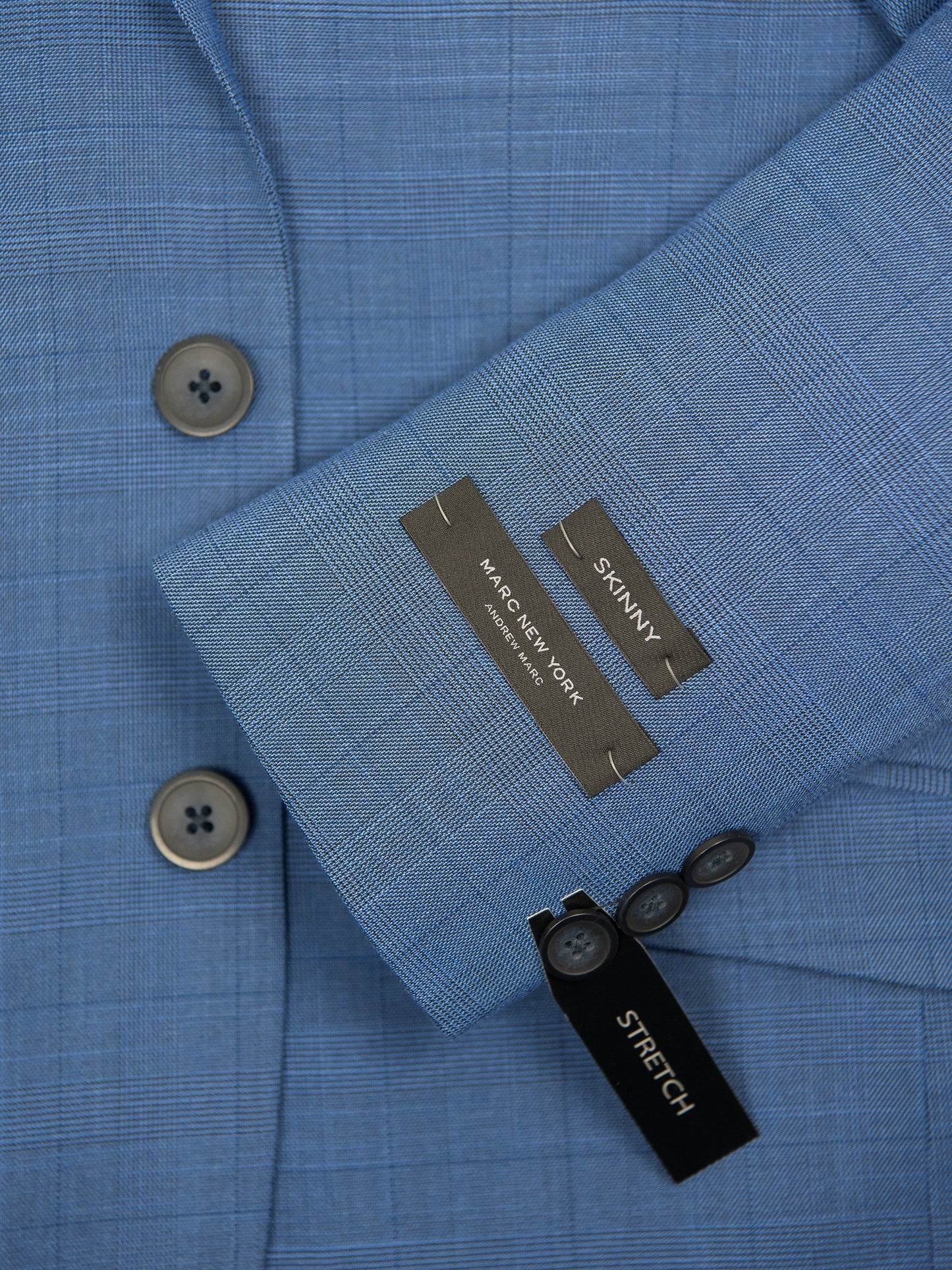 Andrew Marc 28338 Boy's Skinny Fit Suit - Plaid-Blue Boys Suit Andrew Marc