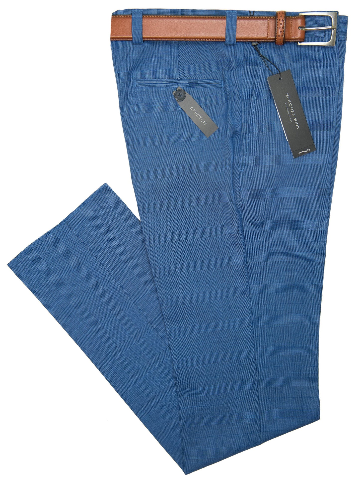 Andrew Marc 28338P Boy's Skinny Fit Pant -Plaid- Blue Boys Dress Pant Andrew Marc