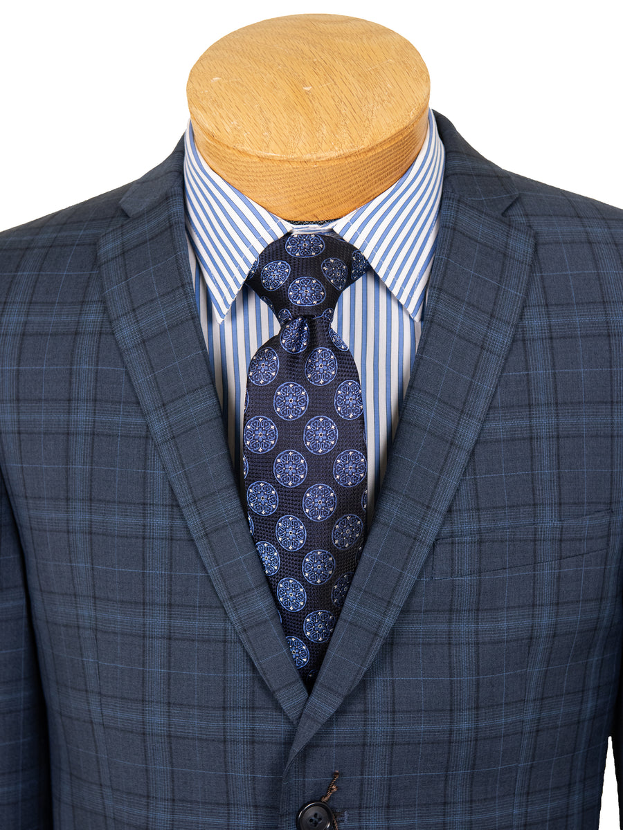 Michael Kors 28658 100% Wool Boy's Skinny Fit Suit - Plaid - Medium Blue