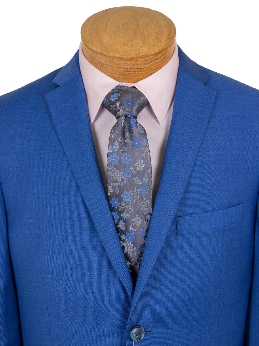 Tallia 28795 70% Wool/ 30% Polyester Boy's Skinny Suit - Sharkskin - Medium Blue