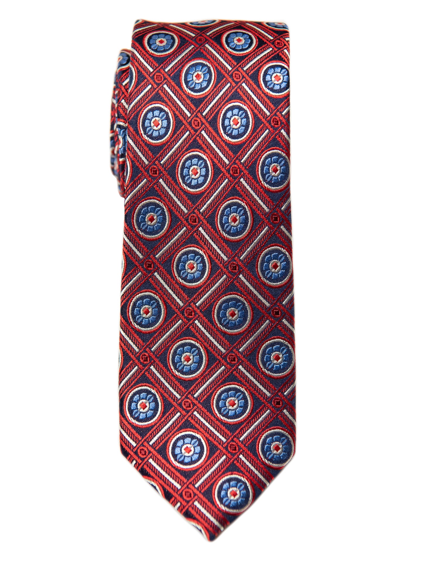 Heritage House 28815 100% Silk Boy's Tie - Neat -Red/Blue