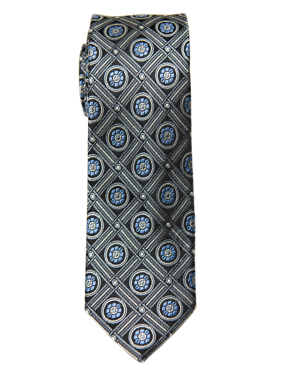 Heritage House 28817 100% Silk Boy's Tie - Neat -Grey/Blue