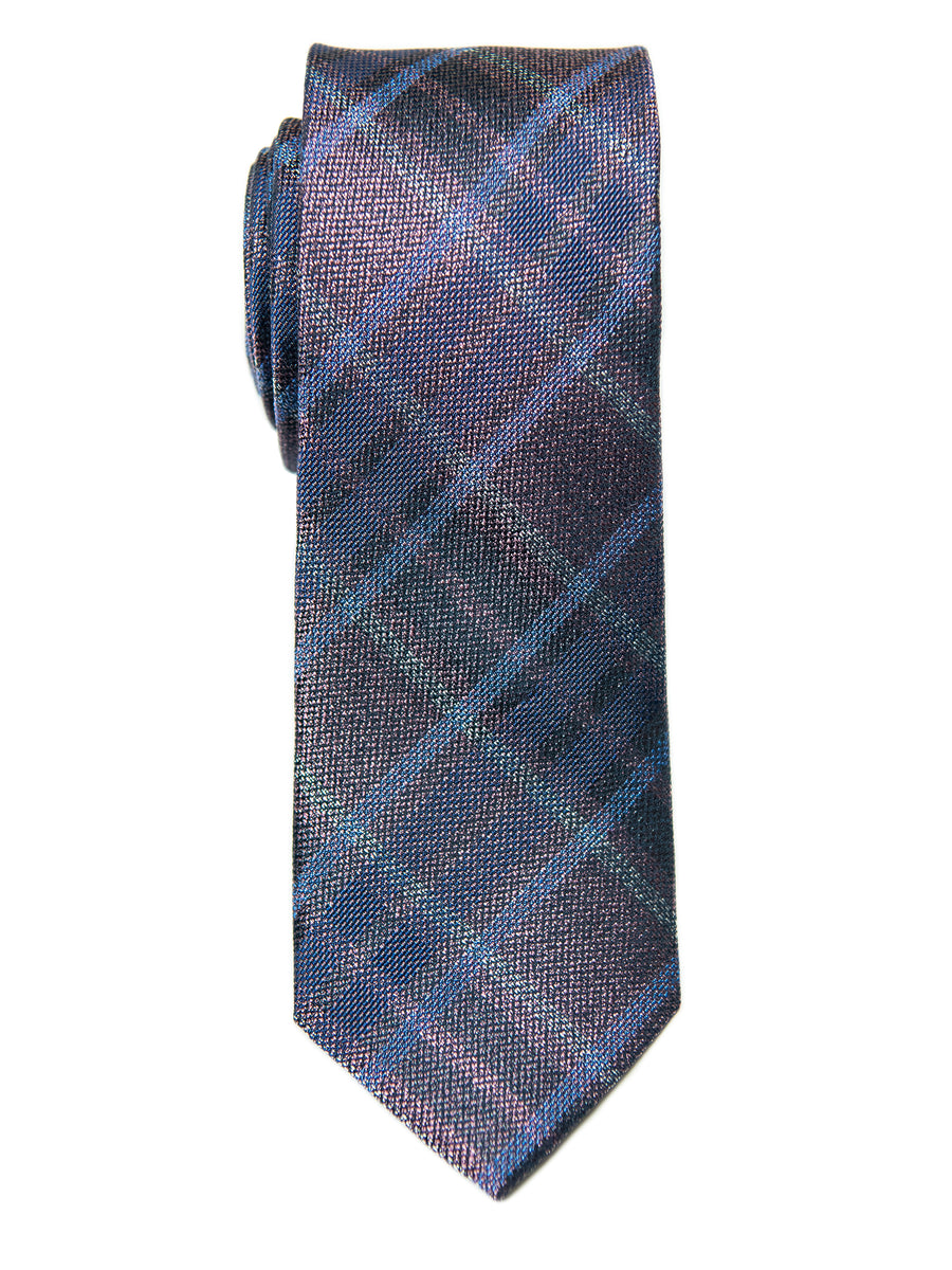 Heritage House 28859 100% Silk Boy's Tie - Plaid- Purple/Blue