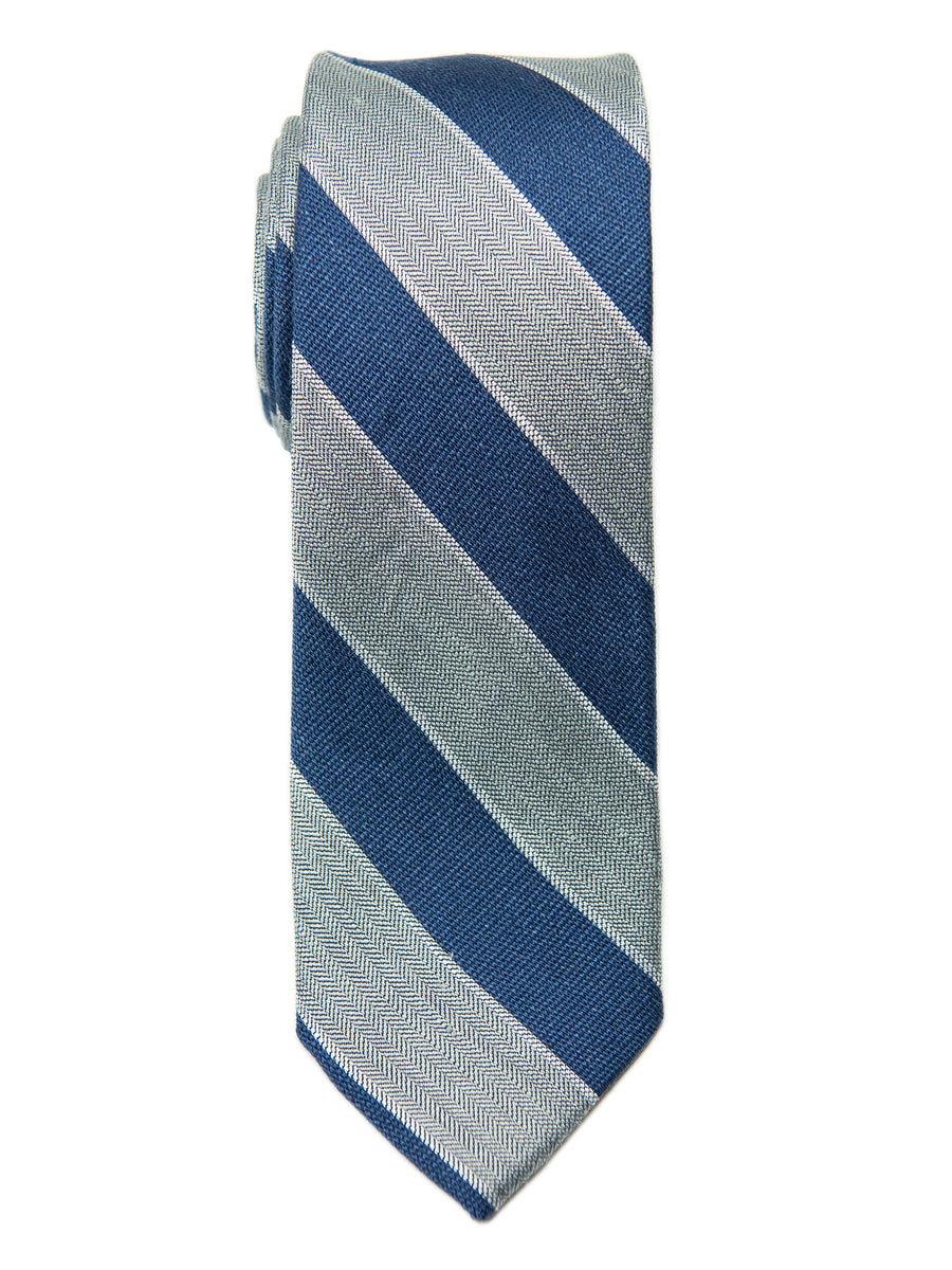Heritage House 28865 100% Silk Boy's Tie - Stripe- Grey/Blue