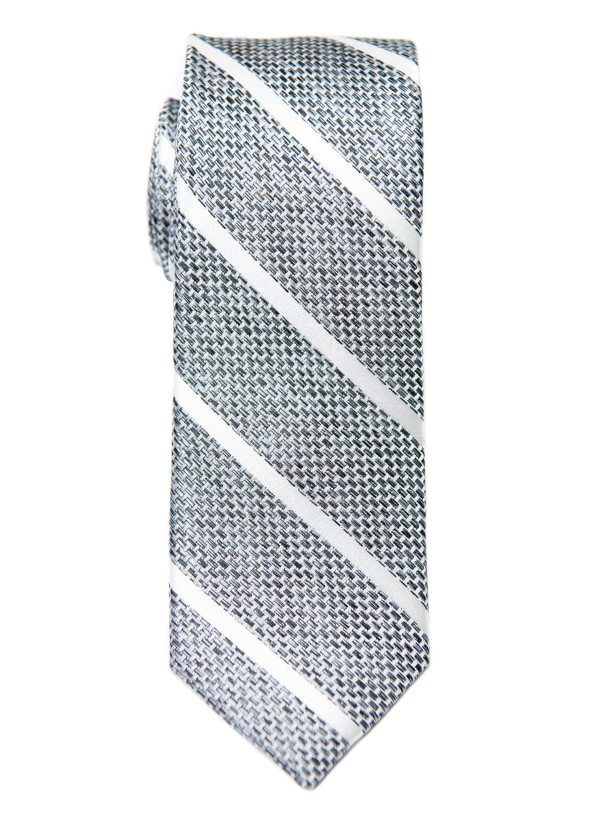 Heritage House 28867 100% Silk Boy's Tie - Stripe- Grey