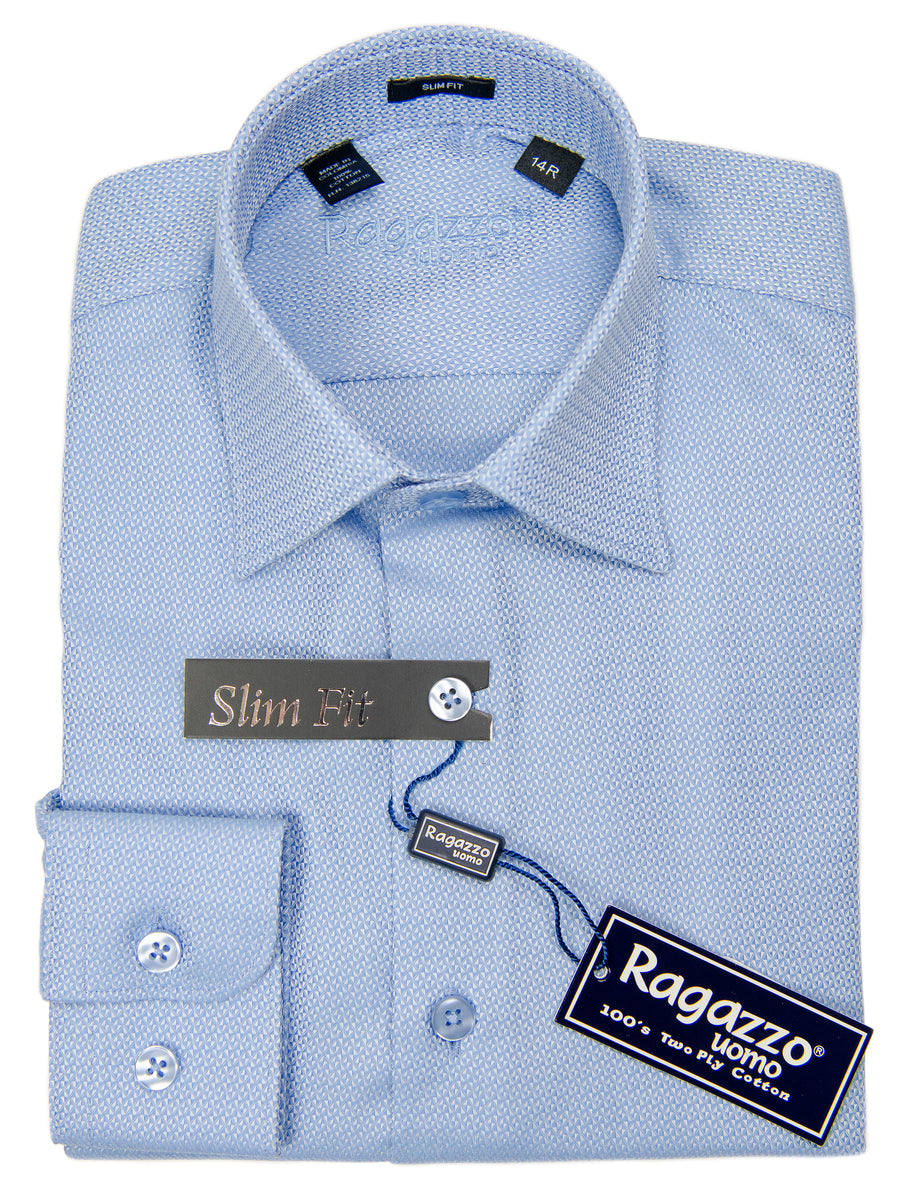 Ragazzo 29787 Boy's Dress Shirt - Slim Fit - Neat - Blue