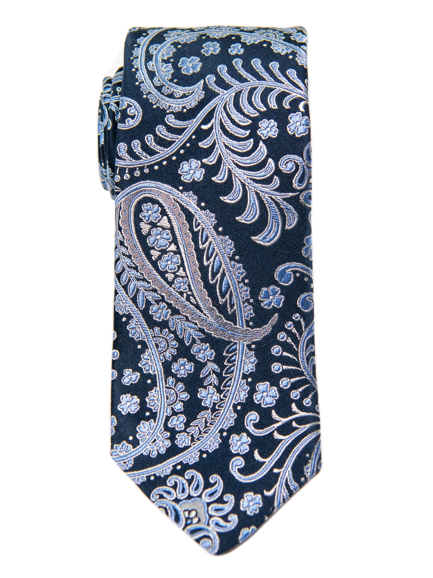 Dion 30232 Boy's Tie- Navy/Sky - Paisley