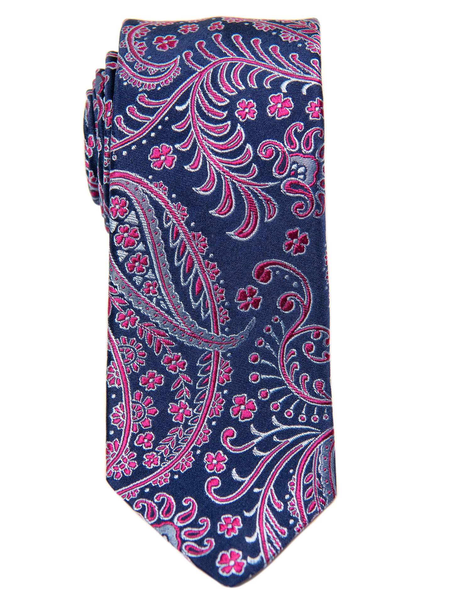 Dion 30234 Boy's Tie- Navy/Pink - Paisley