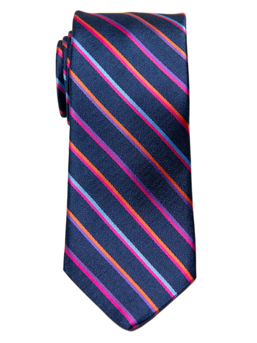 Dion 30246 Boy's Tie- Navy/Bubblegum - Stripe
