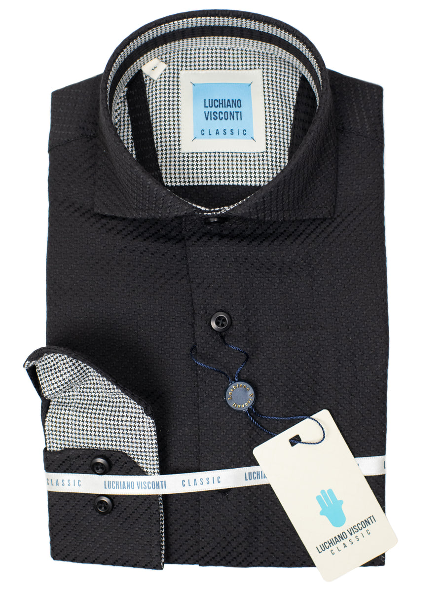 Luchiano Visconti Boy's Sport Shirt 30326- Tonal Diamond - Black