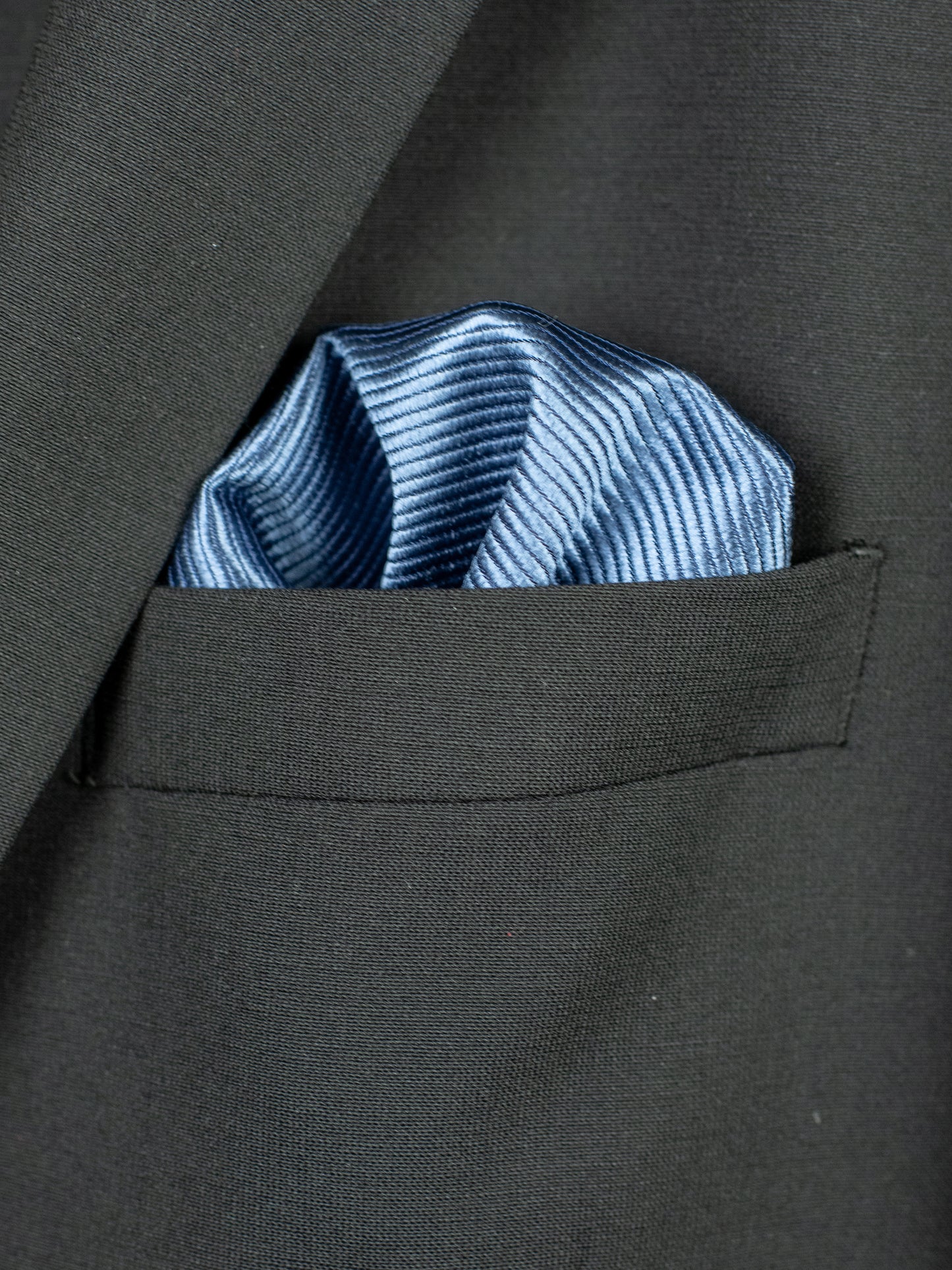 Heritage House 30764PS Pocket Square - Tonal Stripe - River Blue
