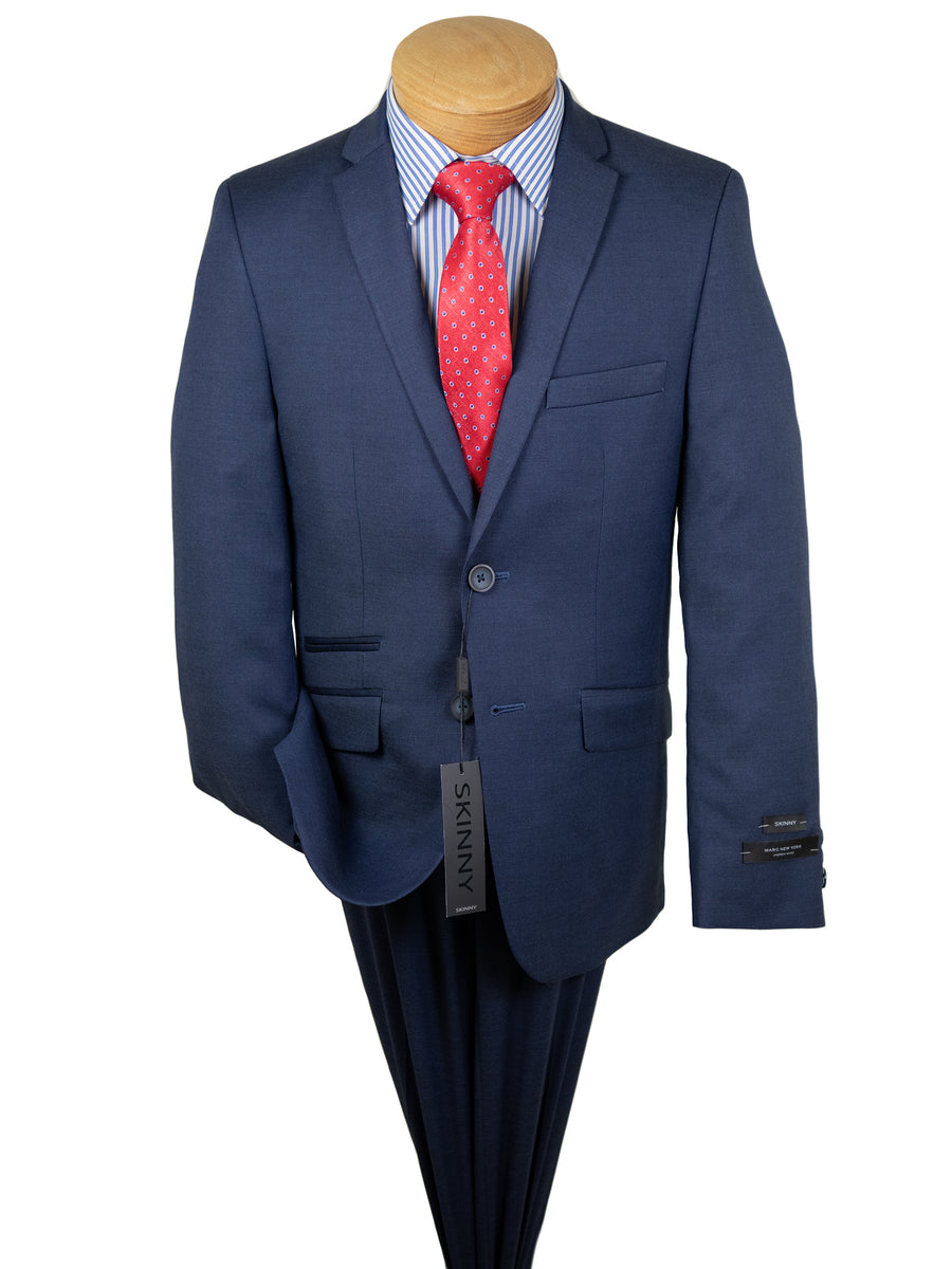 Andrew Marc 30838 Boy's Skinny Fit Suit - Sharkskin - Bright Blue